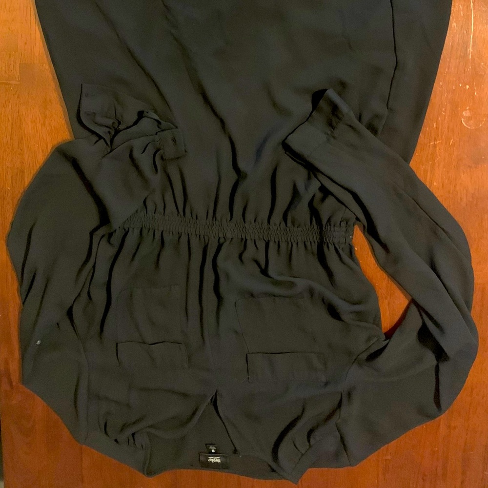 Black dress with cinched waist